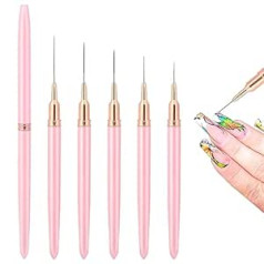 Kalione Nail Art Brushes, 5 Pieces 4/8/12/20/25mm Painting Nail Art Brush Nail Dotting Tool Nail Art Design Brush for Long Line Thin Details Fine Drawing