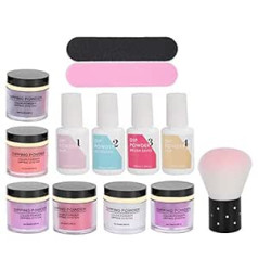 Obetuens Dip Powder Nagu komplekts Starter, Pastel Summer Pink Akrila iemērkšanas pulvera komplekts ar Top/Base Coat Aktivatora otrreizējās pārstrādes paplāti Macaron franču manikīra salonam (K1214)