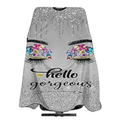 ‎Carwayii Carwayii Hairdressing Cape Hello Glitter Gorgeous Eyelash Salon Priekšauts Matu Griešana Cape Frizieru salonu komplekti sievietēm - 140 x 168 cm, sudraba krāsas