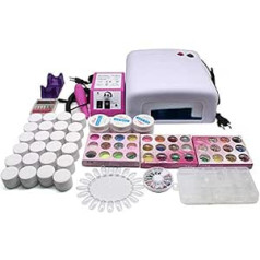 ‎Oukaning Iesācēju UV lampas Nail Art Nail Design Starter Kit 36 W Light Therapy Device Gēla nagu komplekts mākslīgajiem nagiem un iesācējiem ar UV krāsu želeju, nagu mākslu, nagu laku