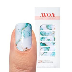 Avoa Beauty Nail Foil - I Sea What You Do There Tirkīza baltā zelta marmora nagu mākslas dizains 20 plānas pašlīmējošas ilgstošas nagu ietīšanas