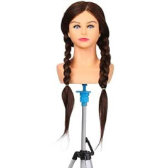 Benkeg Doll Head - 100% Real Hair Mannequin Head for Braiding Doll Head for Hairdressers Professional Cosmetology Dummy Head