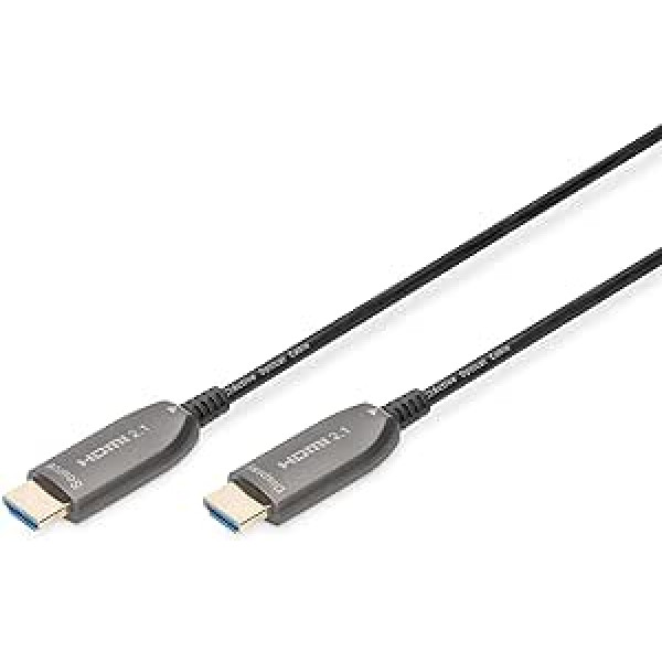 DIGITUS HDMI 2.1 AOC hibrīda optiskās šķiedras savienojuma kabelis, AM/M tips, 10 m, UHD 8K @ 60Hz, CE, zelts, zils