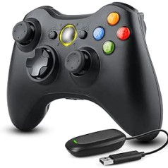 Diswoe bezvadu kontrolieris Xbox 360, bezvadu datora kontrolieris, 2,4 GHz Bluetooth kontrolieris ar uztvērēju, spēļu paneļa kursorsvira Xbox 360/Xbox 360 Slim/PC Windows 7/8/10/PS3