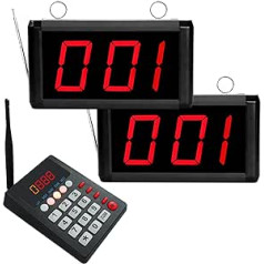 3 Digits Wait Number Display Board Wait Numbers Automatic System Now Service Number Call System Person Call System for Restaurants Clinics Cafés Banks (2 Three-Digit Display [000-999] + 1 Call