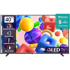 Hisense 40A5KQ 101 cm (40 collu) QLED televizors Full HD, Smart TV, trīskāršs uztvērējs DVB-T2 / T/C / S2 / S, USB-C, dubultā pozicionēšana, darbojas ar Alexa, WiFi, spēle, viesnīcas režīms, melns [ 2023]