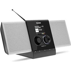 TechniSat Multyradio 600 CD IR interneta radio (kompakta sistēma, WLAN radio, DAB+, FM, Spotify, Bluetooth, CD atskaņotājs, USB, krāsains displejs, lietotņu vadība, tālvadības pults, 40 vatu stereo) Sudraba/melns