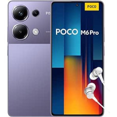 Poco M6 Pro viedtālrunis, 15 + 512 GB mobilais tālrunis bez līguma, 120 Hz 6,67 collu AMOLED DotDisplay, 64 MP OIS trīskāršā kamera, 5000 mAh, 67 W turbo uzlāde, divas SIM kartes, violets