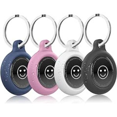 4 Pack Waterproof AirTag Keychain Holder, Silicone Case Compatible with Apple Air Tag Collar Tracker Holder Keychain Accessories for Air Tag (2021) Item Finder