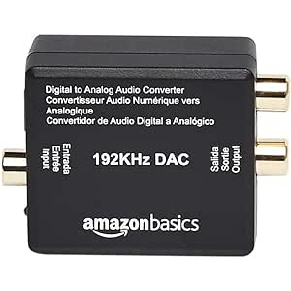 Amazon Basics audio adapteris digitālajai optiskajai koaksiālajai uz analogo RCA 192 kHz ABS 2 x 1,61 x 1,02 collas