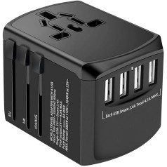 Evershop Reiseadapter Reisestecker Weltweit 224+ Ländern Universal Travel Adapter ar USB un AC Steckdosenadapter Internationaler Netzadapter für Deutschland USA UK Italien Europa Dubai China Usw