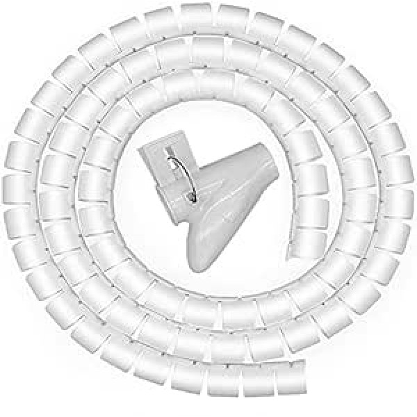 Kabeļu kārtīgas uzmavas, kabeļu pārvaldības vads, elastīgs spirālveida kabeļa vāka aizsargs, kas paredzēts datoram televizoram, datoru printeru kabeļi utt., Mājai un birojam, Φ13 mm 67 collas (1,7 m Cable Tidy Kit, balts)
