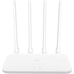 Xiaomi Mi Router 4A WiFi maršrutētājs 867 Mb/s ar 5 GHz un 300 Mb/s pie 2,4 GHz, 802.11a/b/g/n/ac, 802.3/3u, 64 MB RAM, 4 antenas, lietotne Xiaomi, līdz 64 ierīcēm