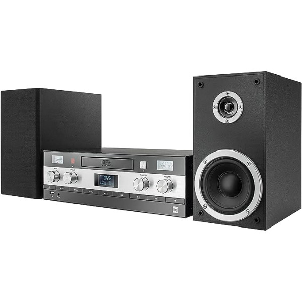 Dual, 74759, DAB-MS AA8130 CD stereo sistēma (DAB (+) / FM uztvērējs, CD atskaņotājs, mūzikas straumēšana caur Bluetooth, USB ports, AUX-IN ports, melns, bez tālvadības pults