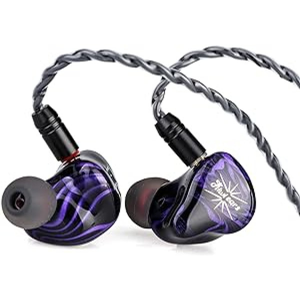 LINSOUL Kiwi Ears Quartet 2DD+2BA hibrīdie ausu monitori, HiFi austiņas ar rokām darinātu sveķu apvalku, noņemams OFC sudrabots IEM kabelis mūziķiem DJ spēlēšanai (purpursarkans, kvartets)