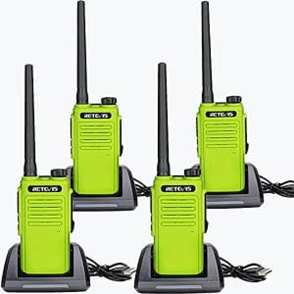 Retevis RT647 Walkie Talkie ūdensizturīgs 16 kanālu PMR446 Scan CTCSS/DCS monitora radio (4 pack, zaļš)