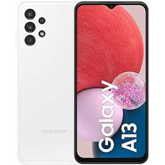 Samsung Galaxy A13 Android viedtālrunis, 6,6 collu Infinity-V displejs, Android 12, 4 GB RAM un 64 GB iekšējā paplašināma atmiņa, 5000 mAh³ akumulators, balts