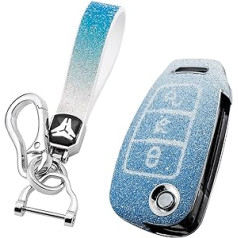 HIBEYO Bling Key Case Der Audi Protective Car Key Case Cover priekš Audi A1 A3 A4 A6 Q3 Q5 Q7 S3 R8 TT Flip Key Remote Control Key Box Atslēgu piekariņš PC + Rhinestone Blue