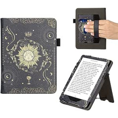 kwmobile Flip Cover saderīgs ar Amazon Kindle Paperwhite (11. paaudze — 2021. gads) — futrālis ar rokas siksniņu Tarot kartēm tumši zils, dzeltens, melns