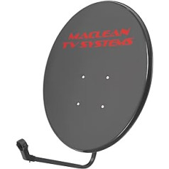 Maclean MCTV-926 Satellite Dish with LNB Mount and Mast Mount Satellite Antenna Satellite Mirror LNB Support Arm Phosphated Steel (65 cm Diameter)