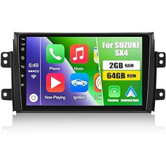 2G + 64G CAMECHO Android 12 automašīnas radio priekš Suzuki SX4/Fiat Sedici 2006-2013, dubultā DIN radio ar 9 collu ekrānu, satelīta navigācijas sistēma Carplay Android automašīnas spoguļa saite RDS FM WiFi Bluetooth + atpakaļgaitas kamera