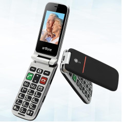 artfone CF241A Folding Mobile Phone for Seniors without Contract Mobile Phone with Large Buttons 2G GSM Mobile Phone for Seniors with 2.4 Inch Colour Display Camera Buttons Emergency Call Function