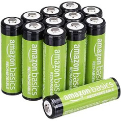 Amazon Basics 12 x AA uzlādējami akumulatori 2000 mAh iepriekš uzlādēti