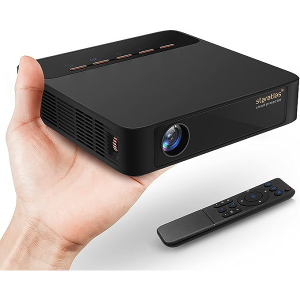 Staratlas 4K mini projektors ar WiFi 6, integrēts Android, Netflix, YouTube, Bluetooth 5.0, 150 ANSI lūmeni, atbalsta 4K izšķirtspējas video dekodēšanu, nav TV Stick, mobilajam datora klēpjdatoram viedtālrunim