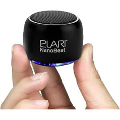 Elari NanoBeat — Tragbarer Mini Bluetooth Lautsprecher ar Mikrofon Bluetooth Box Kabellos Laute Musik, Robustes Metallgehäuse, LED-Licht, 5 Stunden-Spielzeit (Schwarz)