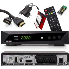 Opticum AX SBOX HDTV digitālais satelīta uztvērējs (DVB-S/S2, Sat, HDMI, Scart, USB 2.0, Full HD 1080p, 12 V, multivides atskaņotājs) (iepriekš ieprogrammēts Astra, Hotbird) - melns