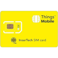 SIM karte INSURTECH - Things Mobile - ar pārklājumu visā pasaulē un vairāku pakalpojumu sniedzēju tīklu GSM/2G/3G/4G. Bez fiksētām izmaksām un bez derīguma termiņa. 10 € iekļauts kredīts