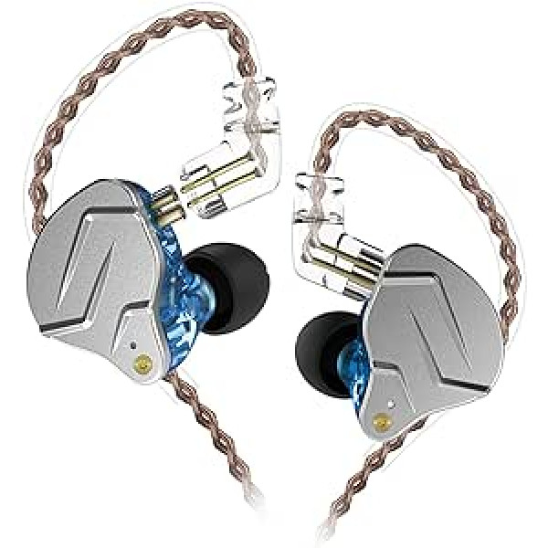 Yinyoo KZ ZSN PRO in-ear austiņas HiFi trokšņus izolējošas ausu monitors Bass HiFi austiņas ar 1DD 1BA hibrīda līdzsvarotu enkuru un noņemamu 3,5 mm audio spraudņa kabeli (zils bez mikrofona)