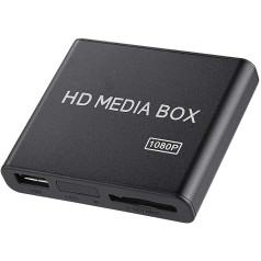 1080p HD Media Player, Mini VGA Home Cinema Media Player Box Support MMC RMVB MP3 AVI MKV with Remote Control Supports SD Cards and USB Devices (EU)