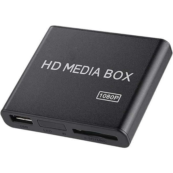 1080p HD multivides atskaņotājs, mini VGA mājas kinozāles multivides atskaņotāja kastes atbalsts MMC RMVB MP3 AVI MKV ar tālvadības pulti Atbalsta SD kartes un USB ierīces (ES)