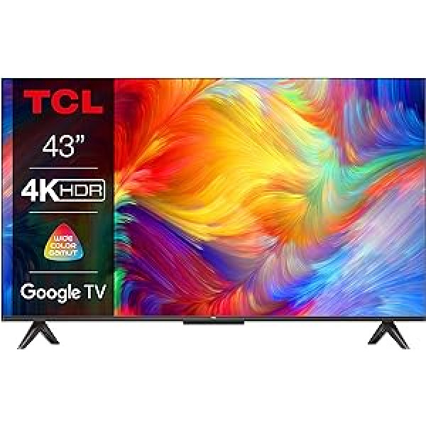 TCL 43P739 43 collu televizors, 4K HDR, Ultra HD, viedais televizors, ko nodrošina Google TV, bezrāmju dizains (Dolby Vision un Atmos, brīvroku balss vadība, savietojams ar Google palīgu un Alexa)