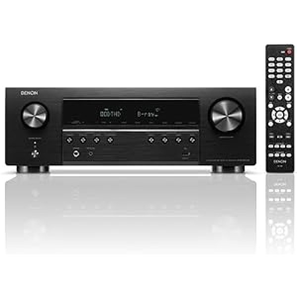 Denon AVR-S670H 5.2 kanālu AV uztvērējs, Dolby Surround Sound, 6 HDMI ieejas un 1 izeja, 8K HDMI, Bluetooth, WiFi, AirPlay 2, HEOS Multiroom, saderīgs ar Alexa, melns