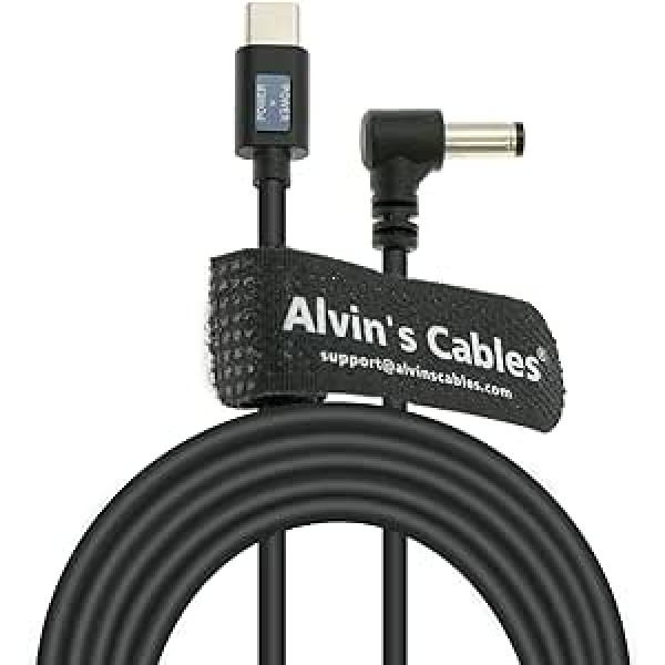 Alvin's Cables PD USB-C Type-C līdz 5,5 x 2,5 mm 12 V strāvas kabelis Blackmagic Video Assist, Atomos Shogun, SmallHD, Feelworld monitoram 5,9 pēdas/1,8 m