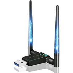 1300 Mb/s WLAN stick: 5.8/2.4G divjoslu USB WLAN zibatmiņa personālajam datoram, 802.11ac USB 3.0 WLAN adapteris personālajam datoram, WLAN USB ar 2 x 5dBi WiFi antenām operētājsistēmai Windows XP/Vista/10/8/7/Mac OS