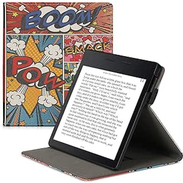 kwmobile Hülle kompatibel ar Amazon Kindle Oasis 10. Generation Hülle - Case mit Schlaufe und Ständer - Comic Symbole Mehrfarbig