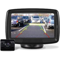 AUTO-VOX atpakaļgaitas kameras bezvadu komplekts ar 4,3 collu/11 cm LCD monitoru, bezvadu parkošanās palīgierīce 12–24 V ar IP68 ūdensizturīgu digitālo atpakaļgaitas kameru ar labu nakts redzamību (TD2)