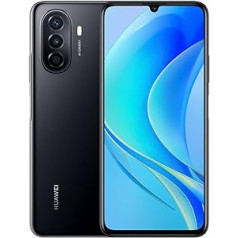 HUAWEI viedtālrunis nova Y70, 6000 mAh, uzlāde 22,5 W, 6,75 collas, 90,26% ekrāna un kameras trīsvirzienu AI, 4 GB+64 GB, nakts melns