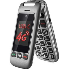 artfone 4G LTE vecākais mobilais tālrunis bez līguma, salokāms mobilais tālrunis ar avārijas zvana pogu un 1000 mAh akumulatoru, uzlādes staciju un 2,4 collu krāsu displeju