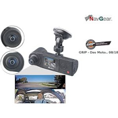 NavGear automašīnas kamera: Full HD Dash Cam ar 2 kamerām 360° panorāmas skatam, G-sensors (automašīnas kameras, 360 grādu kameras automašīna, drošības kameras kustības sensors)