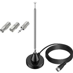DAB FM Radio Antenna Digital Telescopic Antenna for Indoor Use DAB FM Radio Antenna Rod Antenna with Magnetic Base 3 m Extension Cable for Stereo Radio Reception Receiver AV Receiver