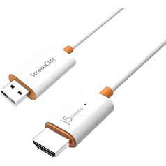 j5create ScreenCast HDMI bezvadu displeja adaptera uztvērējs — tālruņa, planšetdatora, klēpjdatora un HDTV spoguļi — savietojams ar MiraCast, AirPlay, Android, Windows 10 PC, iOS, iPhone, planšetdatoru (JVAW56)