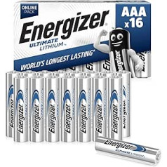 Energizer AAA uzlādējamās baterijas - 16 iepakojumi - Ultimate Lithium