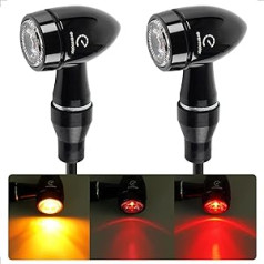 evermotor Universāls CNC 12 V Pack of 2 E32 Mini LED indikators Motocikla lodes alumīnija apvalks ar skaistu virsmas apstrādi IP67 ūdensizturīgs E apstiprināts dzintara un sarkans