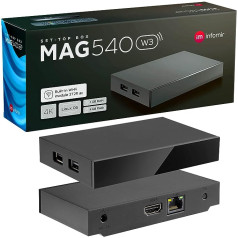 MAG 540w3 oriģinālais Infomir & hb-digital 4K IPTV televizora pierīces multivides atskaņotājs interneta TV IP uztvērējs UHD 60FPS 2160p@60 FPS HDMI 2.1 4K un HEVC atbalsts USB 3.0 ARM Cortex-A35 + HDMI kabelis