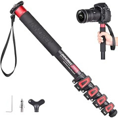 Viegla 67 collu kamera ar monopodu 5 sekciju video monopods, pārnēsājams, kompakts Canon Nikon Sony bezspoguļu teleskopiskiem DSLR tālruņiem Maksimālā slodze 15 kg