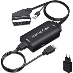 AMANKA HDMI to Scart Converter Adapter HDMI to Scart with HDMI Cable and Scart Cable Full HD 1080P Video Audio Converter for HDTV STB VHS Xbox PS3 Sky DVD Blu-ray etc